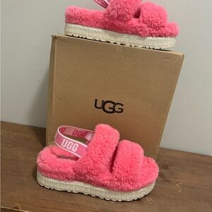 UGG Pink White Slippers